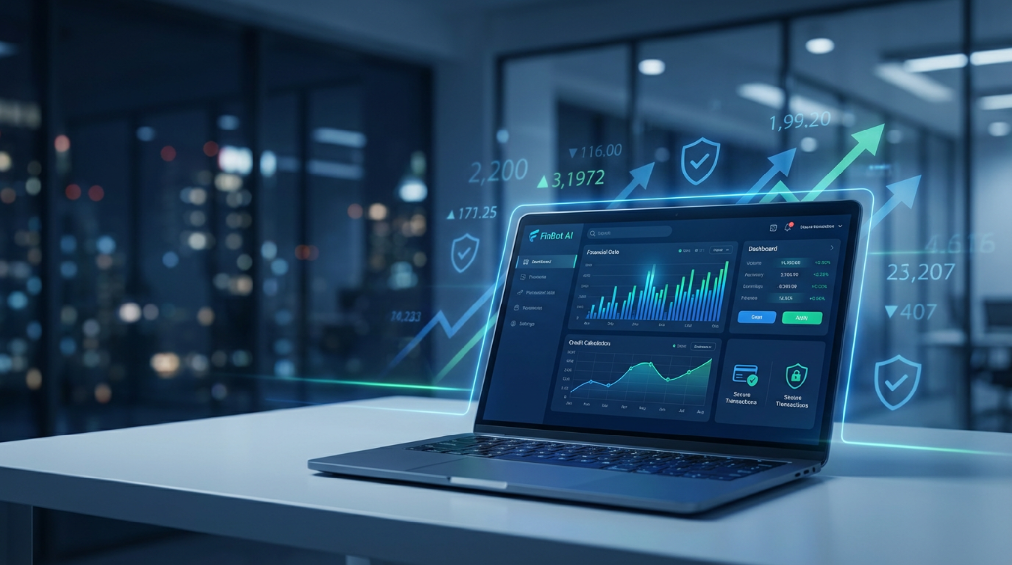 Person nutzt FinBot auf einem Laptop